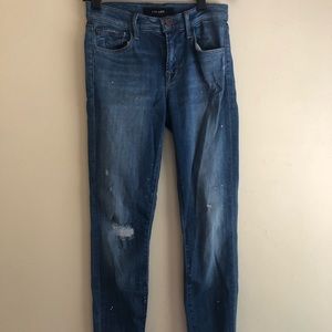 J brand splatter paint distressed skinny jeans